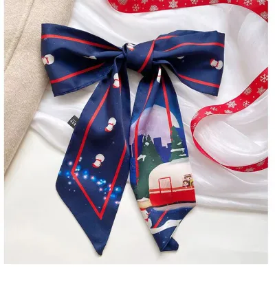 Women Fashion Floral Print Long Ribbon Chiffon Scarf