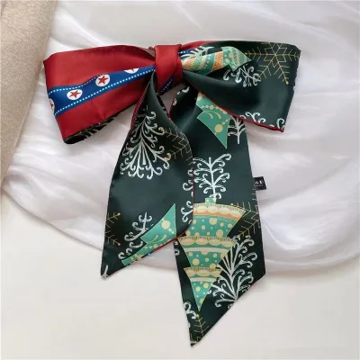 Women Fashion Floral Print Long Ribbon Chiffon Scarf