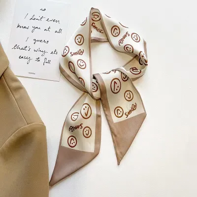 Women Fashion Floral Print Long Ribbon Chiffon Scarf