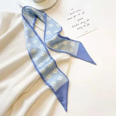 Women Fashion Floral Print Long Ribbon Chiffon Scarf