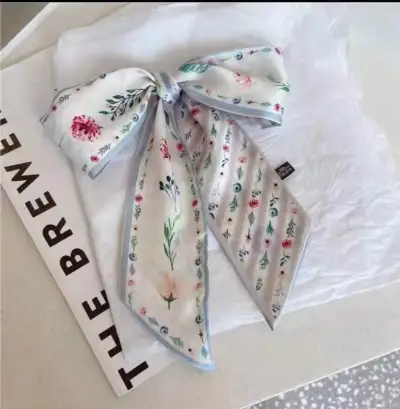 Women Fashion Floral Print Long Ribbon Chiffon Scarf