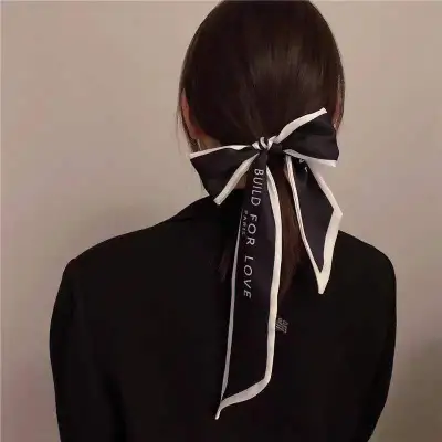 Women Fashion Floral Print Long Ribbon Chiffon Scarf