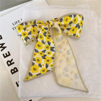 Women Fashion Floral Print Long Ribbon Chiffon Scarf