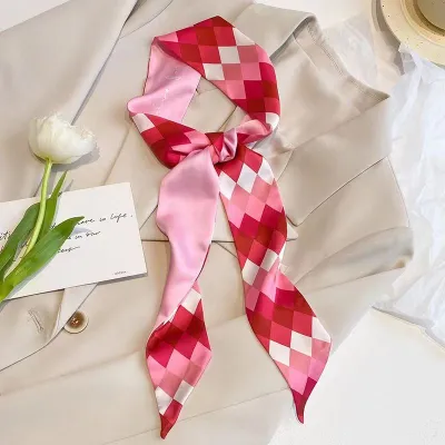 Women Fashion Floral Print Long Ribbon Chiffon Scarf