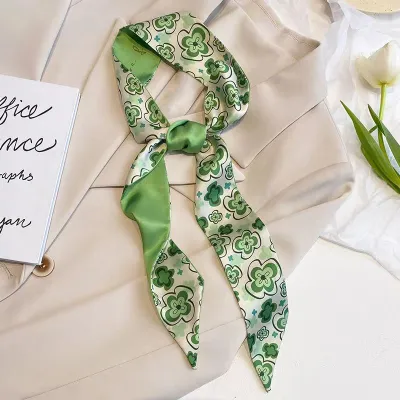 Women Fashion Floral Print Long Ribbon Chiffon Scarf