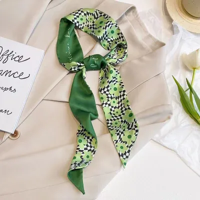 Women Fashion Floral Print Long Ribbon Chiffon Scarf