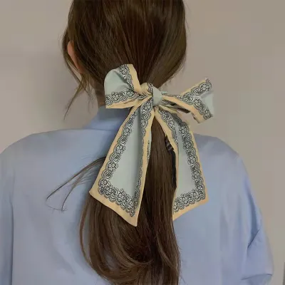 Women Fashion Floral Print Long Ribbon Chiffon Scarf