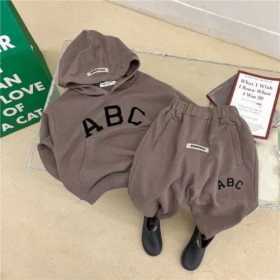 Kids Toddler Boys Fashion Casual Alphabet Print Long Sleeve Hoodie and Pants Set