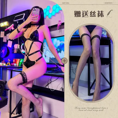 Women Fashion Sexy Leather Uniform Seductive Costume Bra Set