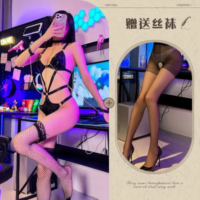 Women Fashion Sexy Leather Uniform Seductive Costume Bra Set