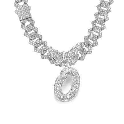 Men Fashion Casual Alphabet Butterfly Rhinestone Hip Hop Necklace
