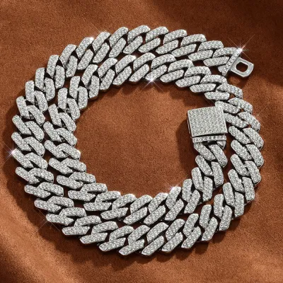 Men's Fashion Casual Cuban Chain Rhinestone Hip Hop Necklace