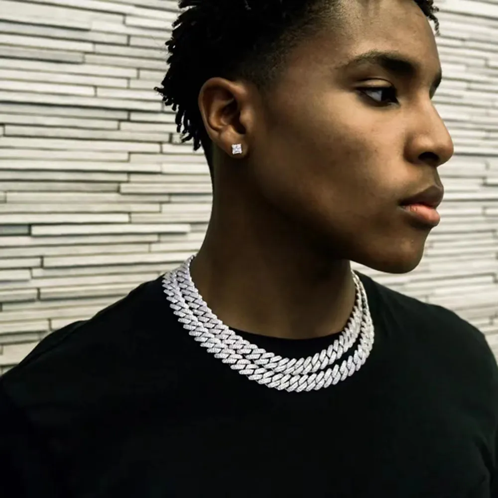 Men's Fashion Casual Cuban Chain Rhinestone Hip Hop Necklace