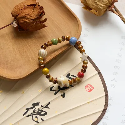 Women Simple Vintage Handmade Ceramic Beaded Bracelet Unisex
