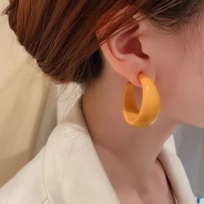 Women Fashion Acrylic Geometric Half Circle Earrings