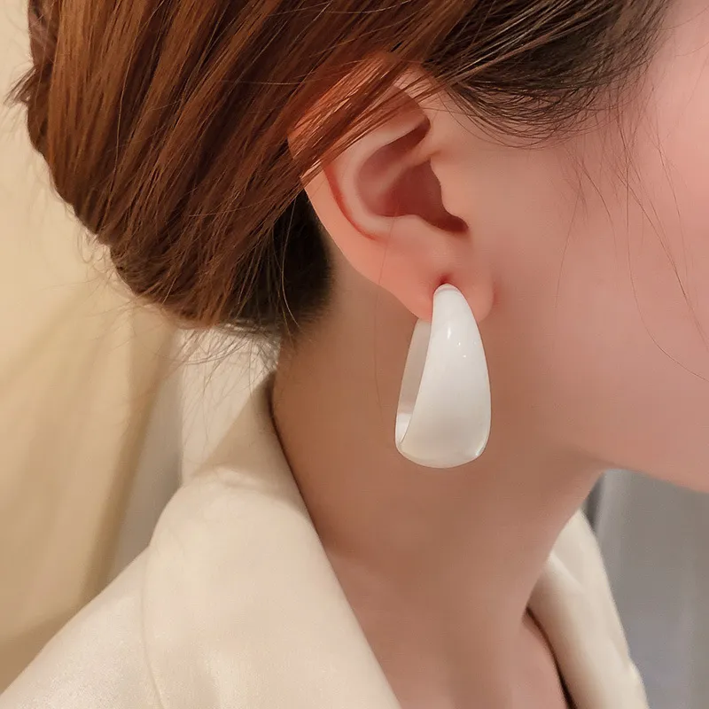 Women Fashion Acrylic Geometric Half Circle Earrings