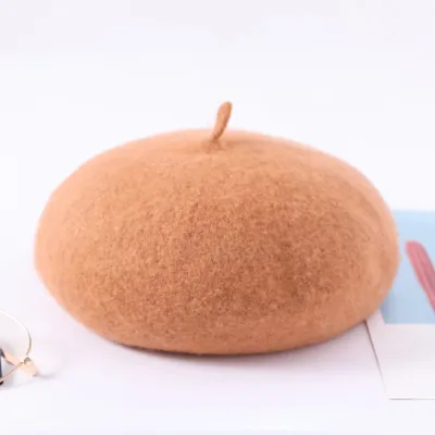 Autumn Winter Women Fashion Solid Color Thickened Warm Woolen Beret