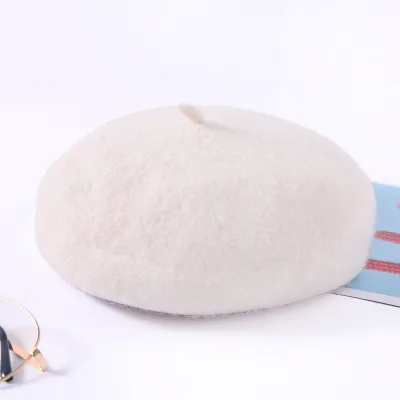 Autumn Winter Women Fashion Solid Color Thickened Warm Woolen Beret