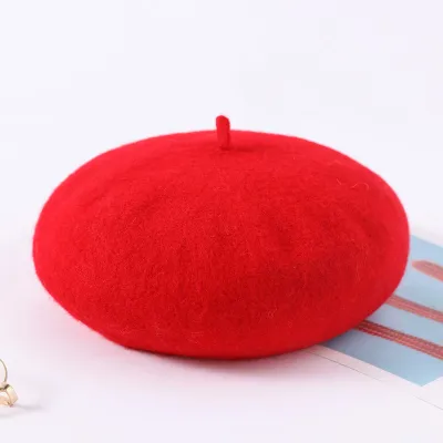 Autumn Winter Women Fashion Solid Color Thickened Warm Woolen Beret