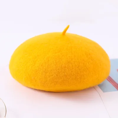 Autumn Winter Women Fashion Solid Color Thickened Warm Woolen Beret