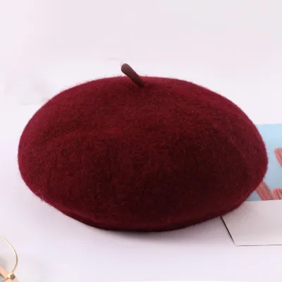Autumn Winter Women Fashion Solid Color Thickened Warm Woolen Beret