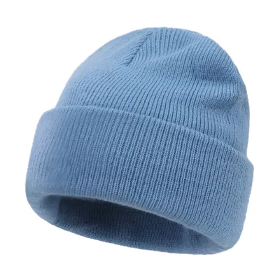 Autumn Winter Simple Solid Color Warm Knitted Parent-Child Hat