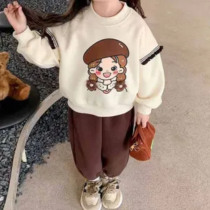 Kids Toddler Girls Casual Cute Print Long Sleeve Sweatshirts Pants Sets