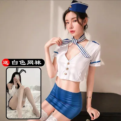 Women Fashion Sexy Stewardess Uniform Seduction Fun Costume Set