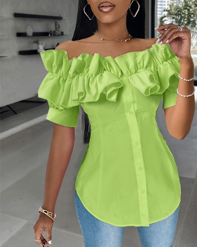 ZARA NEW WOMAN RUFFLED LACE INSERT BLOUSE ECRU XS-XL 2122