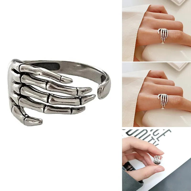 Gothic Retro Skull Hand Ring Alloy Geometric