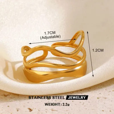 Fashion Personalized Stainless Steel Geometric Opening Ring For Women