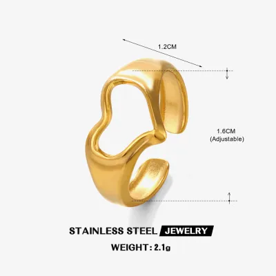 Fashion Stainless Steel Heart Opening Adjustable Ring