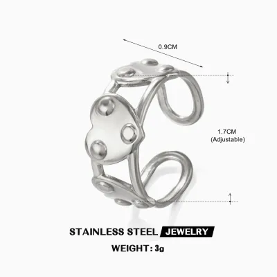 Fashion Stainless Steel Heart Opening Adjustable Ring
