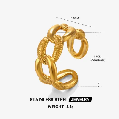 Fashion Stainless Steel Heart Opening Adjustable Ring