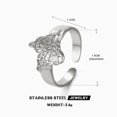 Fashion Stainless Steel Heart Opening Adjustable Ring