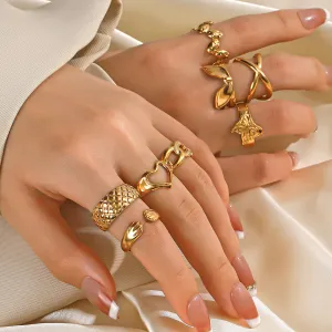 Fashion Stainless Steel Heart Opening Adjustable Ring