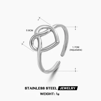 Simple Stainless Steel Heart Ring Women's INS Style