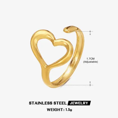 Simple Stainless Steel Heart Ring Women's INS Style