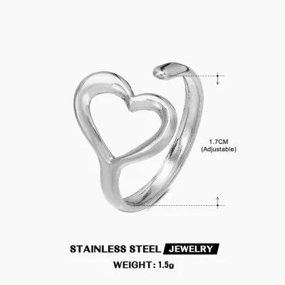 Simple Stainless Steel Heart Ring Women's INS Style