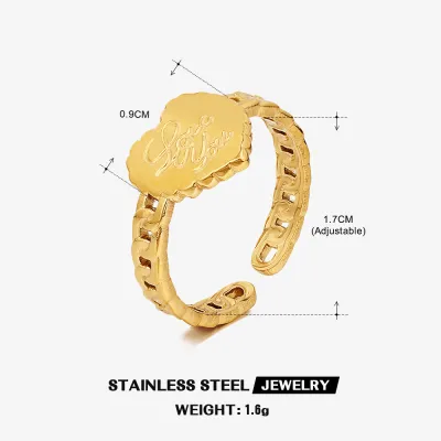 Simple Stainless Steel Heart Ring Women's INS Style