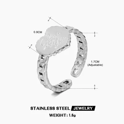 Simple Stainless Steel Heart Ring Women's INS Style