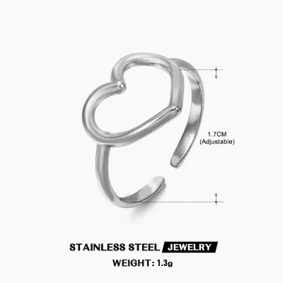 Simple Stainless Steel Heart Ring Women's INS Style