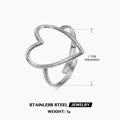Simple Stainless Steel Heart Ring Women's INS Style
