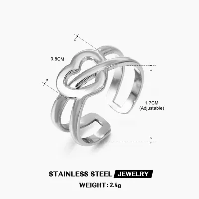 Simple Stainless Steel Heart Ring Women's INS Style