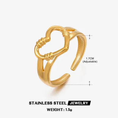 Simple Stainless Steel Heart Ring Women's INS Style