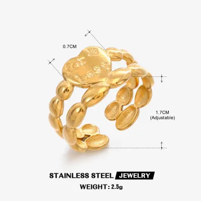 Simple Stainless Steel Heart Ring Women's INS Style
