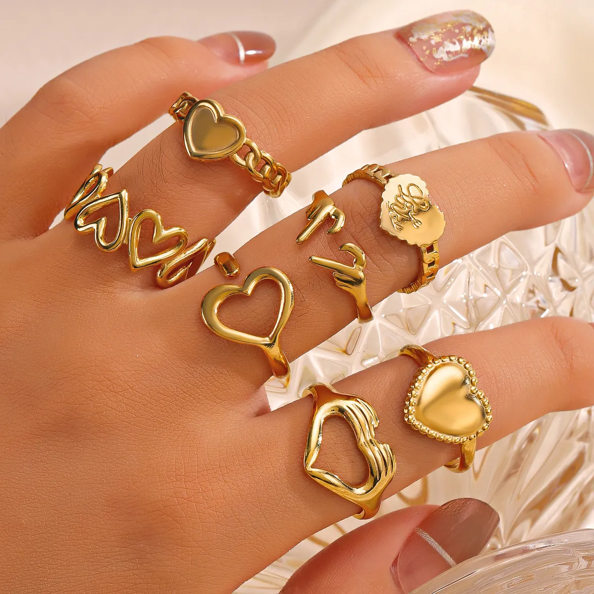Simple Stainless Steel Heart Ring Women's INS Style