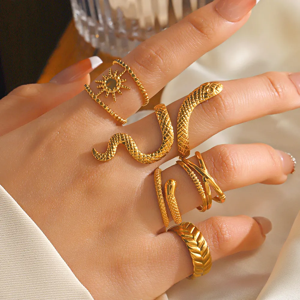 Fashion Stainless Steel Snake Ring Adjustable