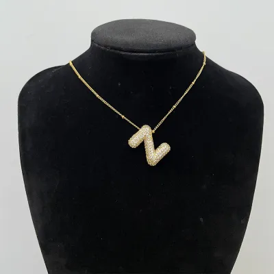 Women Fashion Simple 26 English Alphabet Rhinestone Pendant Necklace