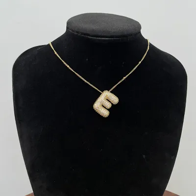 Women Fashion Simple 26 English Alphabet Rhinestone Pendant Necklace